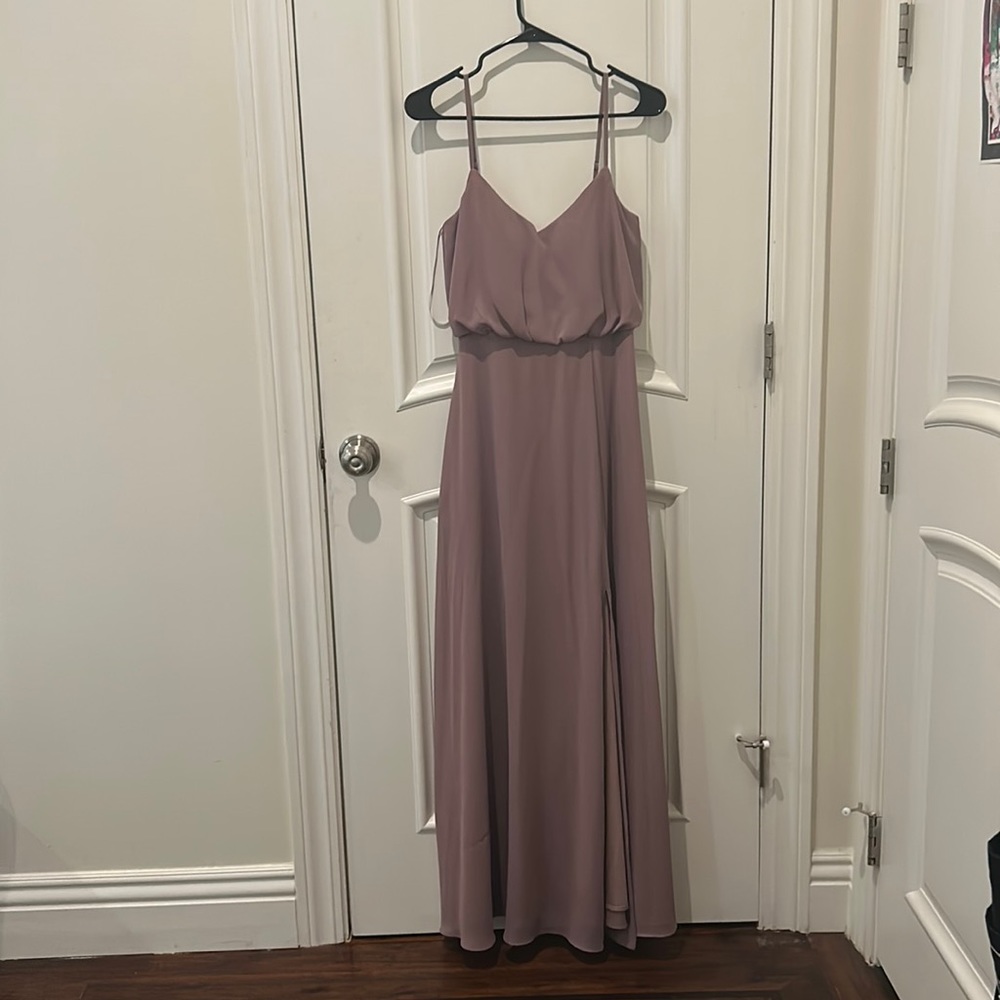 Hemmed Dark Mauve Chiffon Bridesmaid Dress Birdy Grey